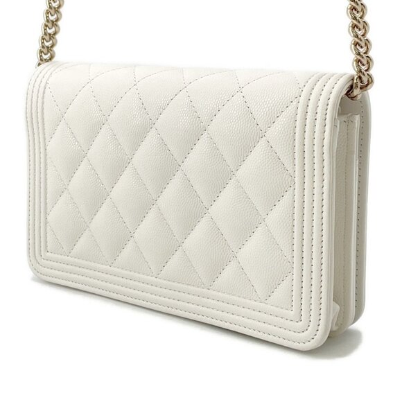 CHANEL Boy Chanel Chain Wallet Calfskin White - Picture 3 of 14